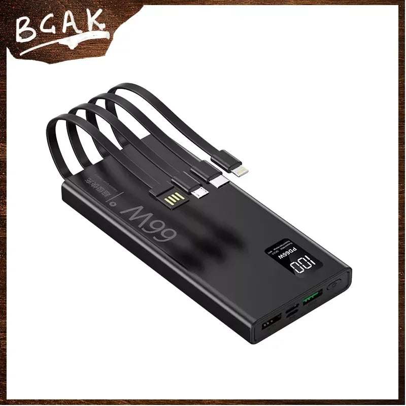 BCAK 30000mAh Fast Charging Power Bank with Built-in Cable ryshop