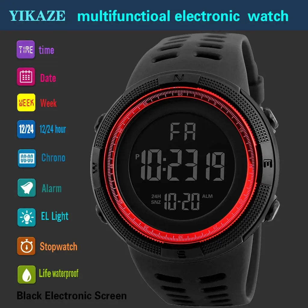 YIKAZE Men's Military Sports Watch - Luminous Multifunction LED Digital Wristwatch ryshop