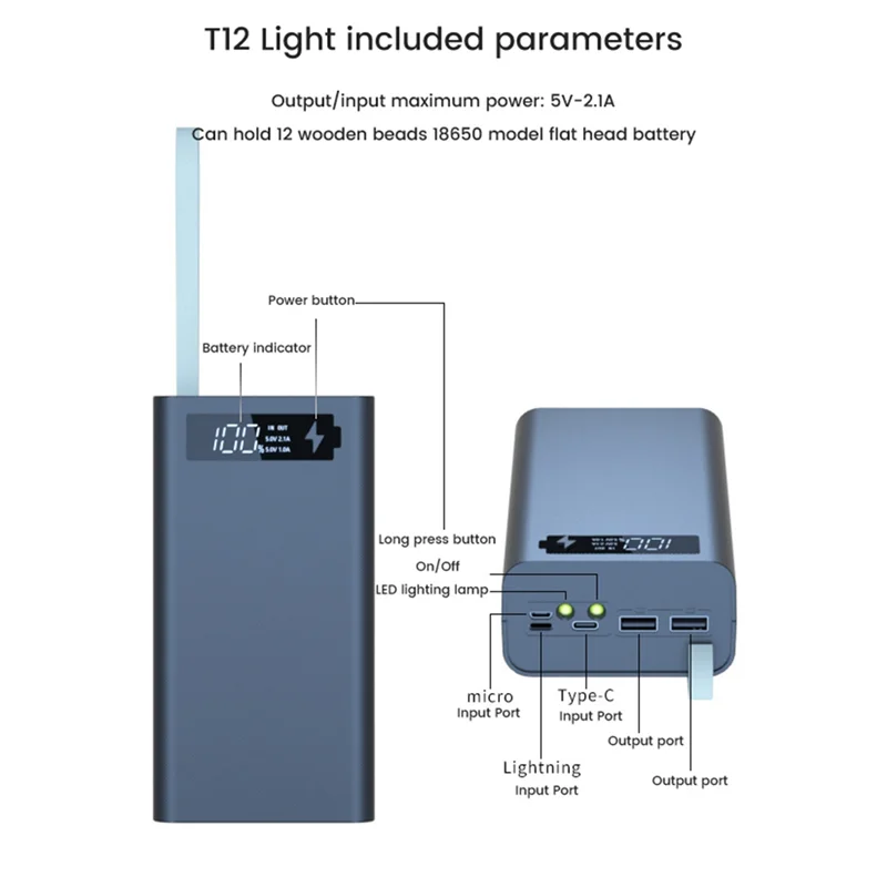 12X18650 Charging Battery Case - Custom DIY Power Bank ryshop