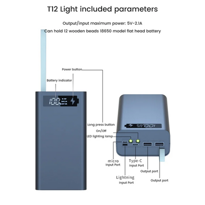 12X18650 Charging Battery Case - Custom DIY Power Bank ryshop