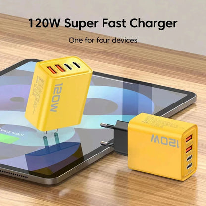 120W 4 Port USB Type C Charger - Fast Charging Adapter for All Devices ryshop