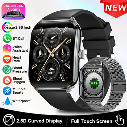 LIGE For HUAWEI Ultra-Thin Smart Watch 1.96" AMOLED Curved Screen Bluetooth Call Heart Rate Blood Pressure Men Women Smartwatch