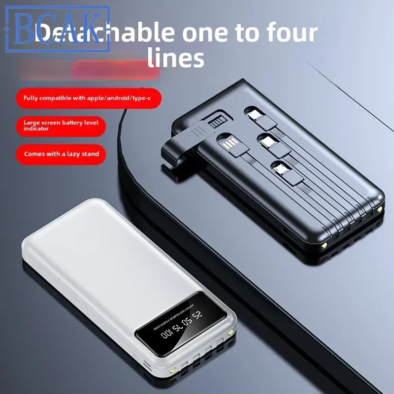 BCAK 20000mAh Mini Power Bank with Built-in Cable and Fast Charging ryshop
