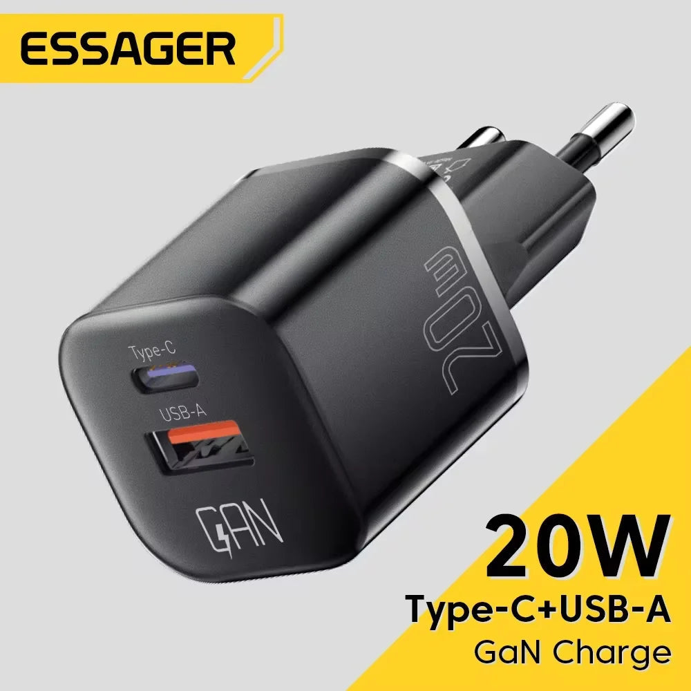 Essager 20W GaN USB Type C Charger - Fast Charge for Phones and Tablets ryshop