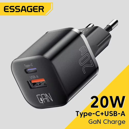Essager 20W GaN USB Type C Charger - Fast Charge for Phones and Tablets ryshop