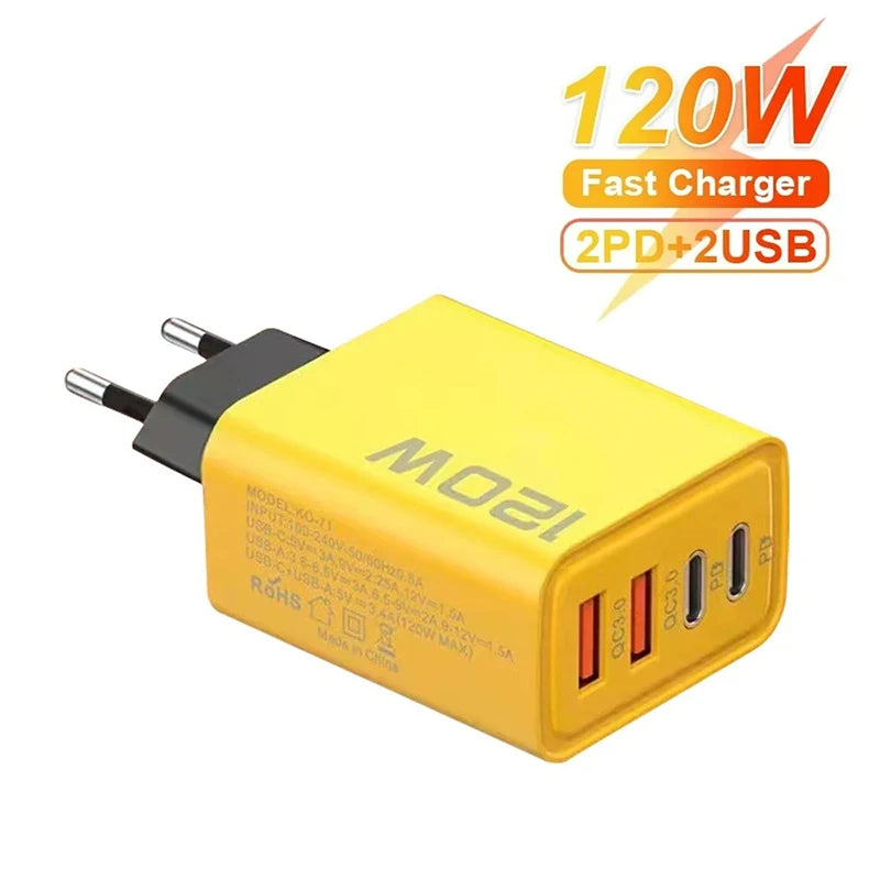 120W Fast Charger Type-C PD 4 Ports ryshop