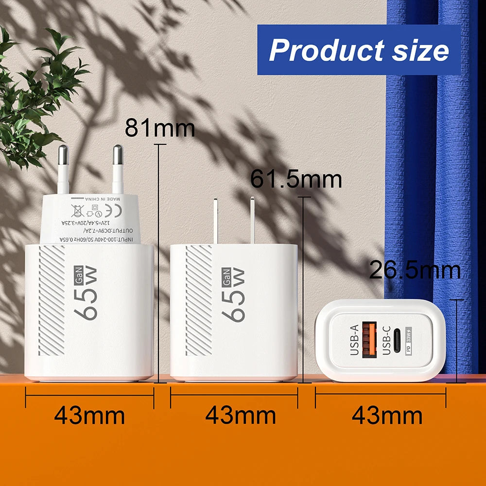 65W USB GaN Fast Charging Wall Adapter ryshop