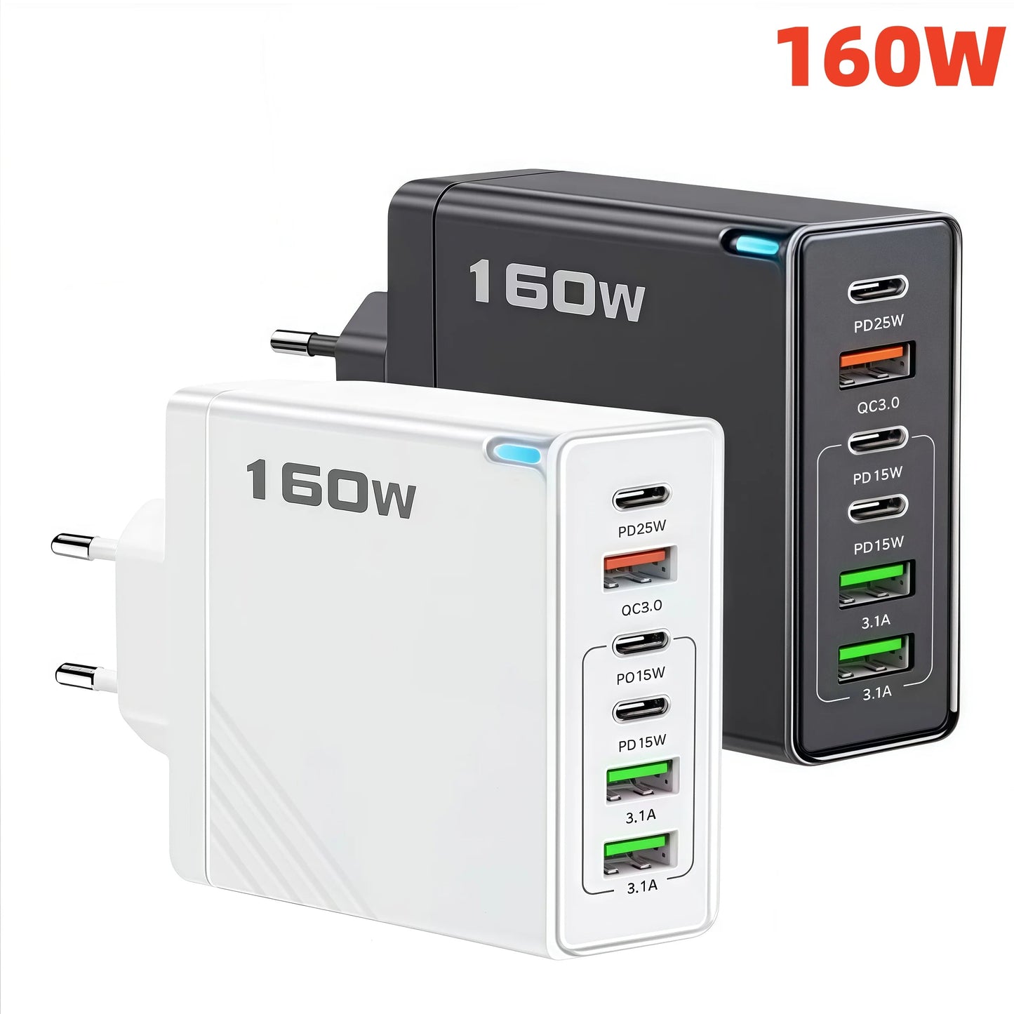 160W 6 Ports PD Fast Charging Wall Adapter ryshop