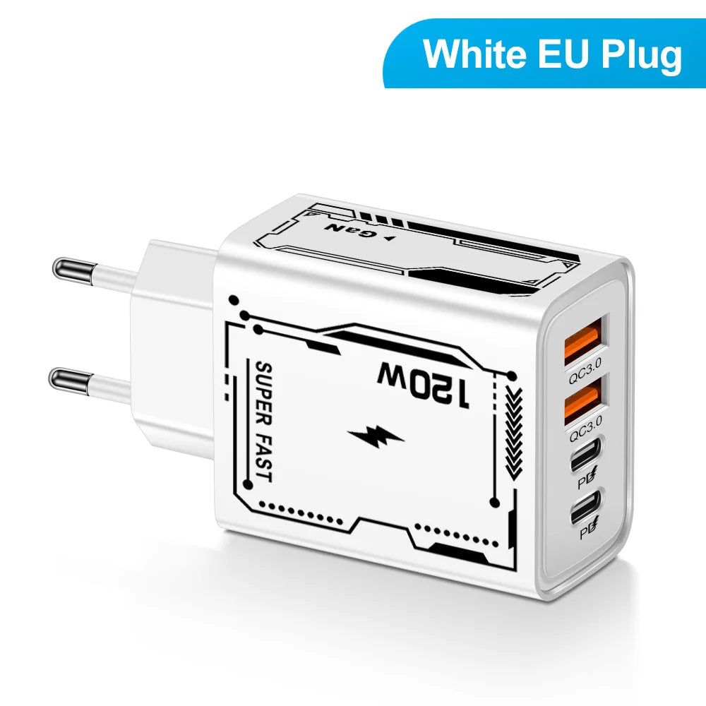 120W PD USB Charger Fast Charging Type C Mobile Phone Adapter ryshop