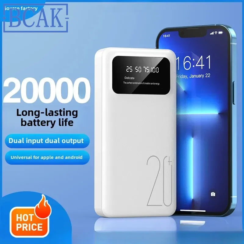BCAK 20000mAh Mini Power Bank with Built-in Cable and Fast Charging ryshop