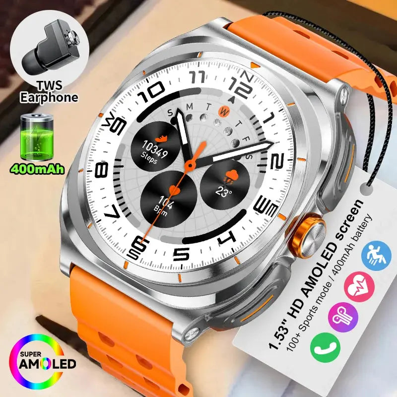 LIGE Headset Smart Watch 2 In 1 TWS Wireless Headphone BT Call Music Smartwatch Health Monitoring 400mAh Waterproof Sports Watch