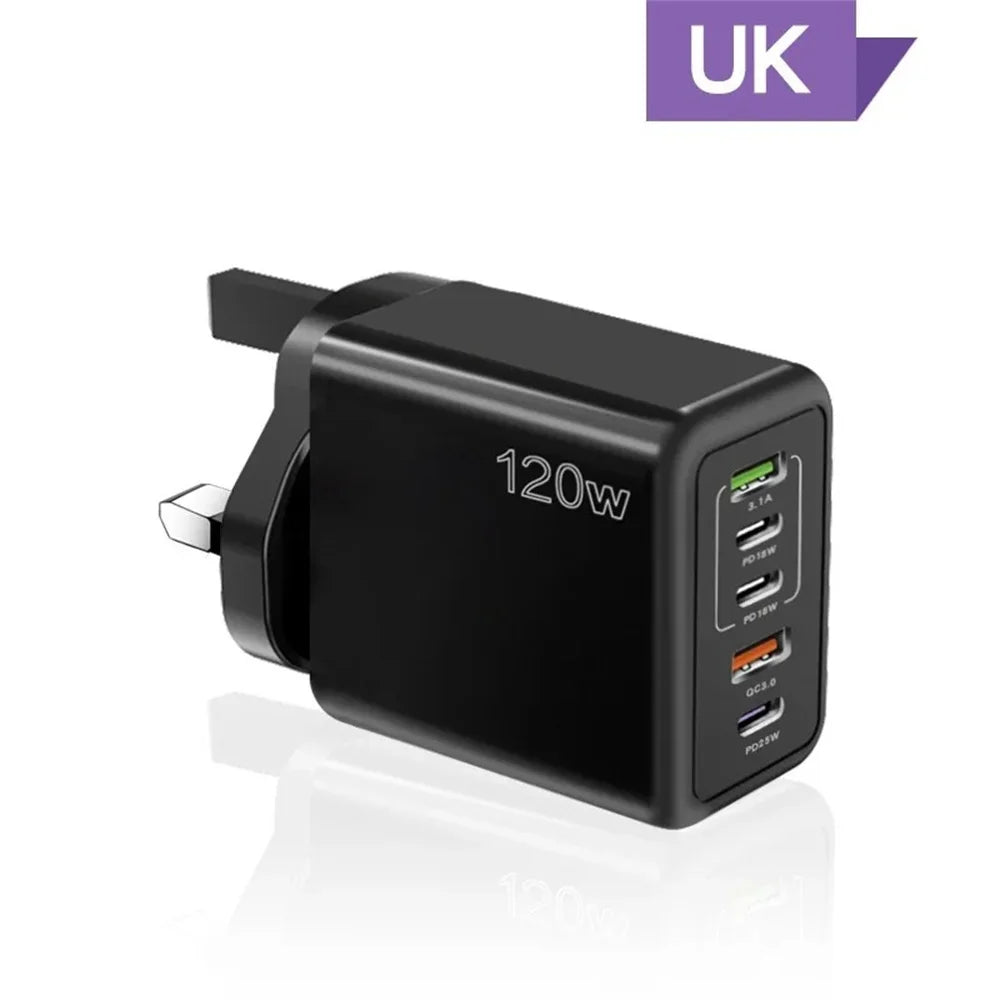 Total 120W 5 Ports USB Charger - Fast Charging Wall Adapter ryshop