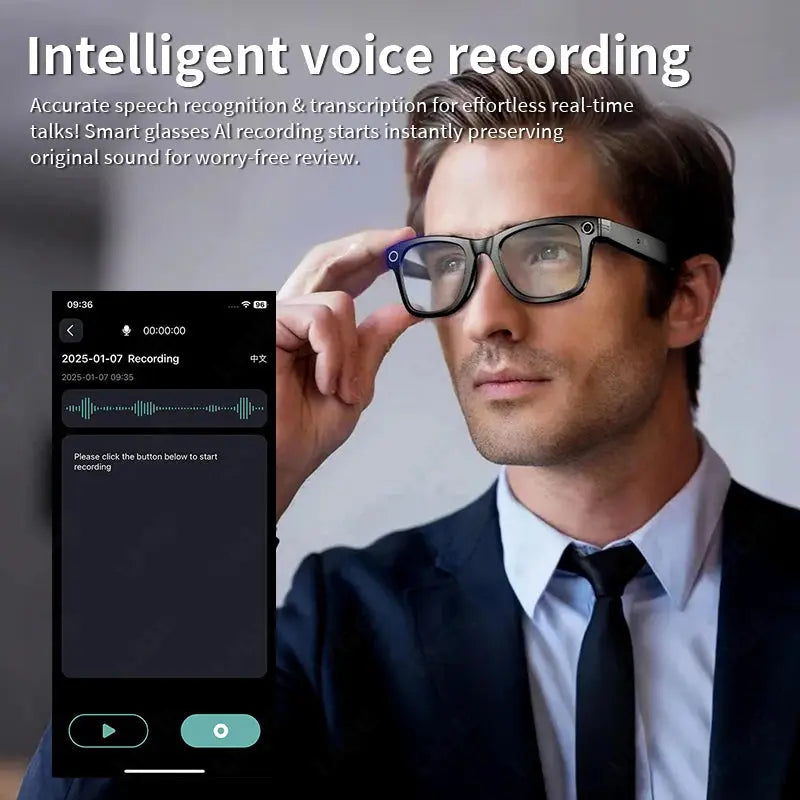 LIGE AI Smart Glasses 720P Camera Video Recorder Bluetooth Call 260mAh Battery Voice Assistant Control Sunglasses For Men Women