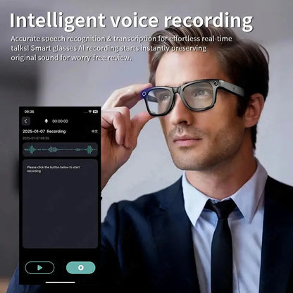 LIGE AI Smart Glasses 720P Camera Video Recorder Bluetooth Call 260mAh Battery Voice Assistant Control Sunglasses For Men Women