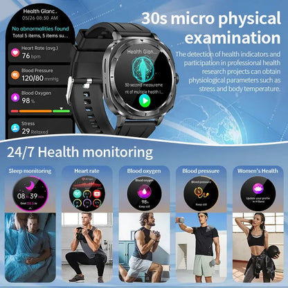 LIGE 2025 New Healthy Blood Fat Uric Acid Smart Watch Men ECG+PPG Micro Physical Examination Body Temperature BT Call Smartwatch
