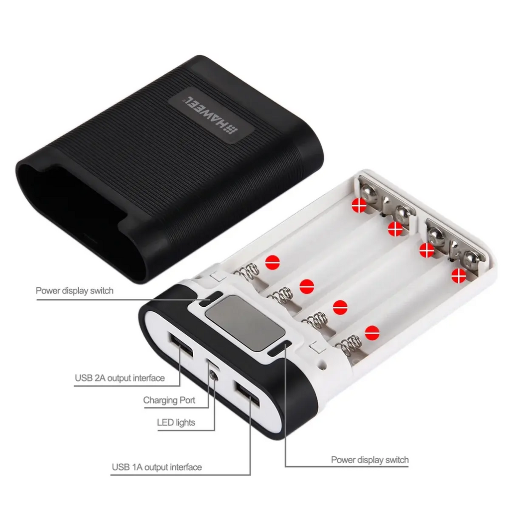 HAWEEL DIY 4X 18650 Battery Power Bank Shell Box ryshop