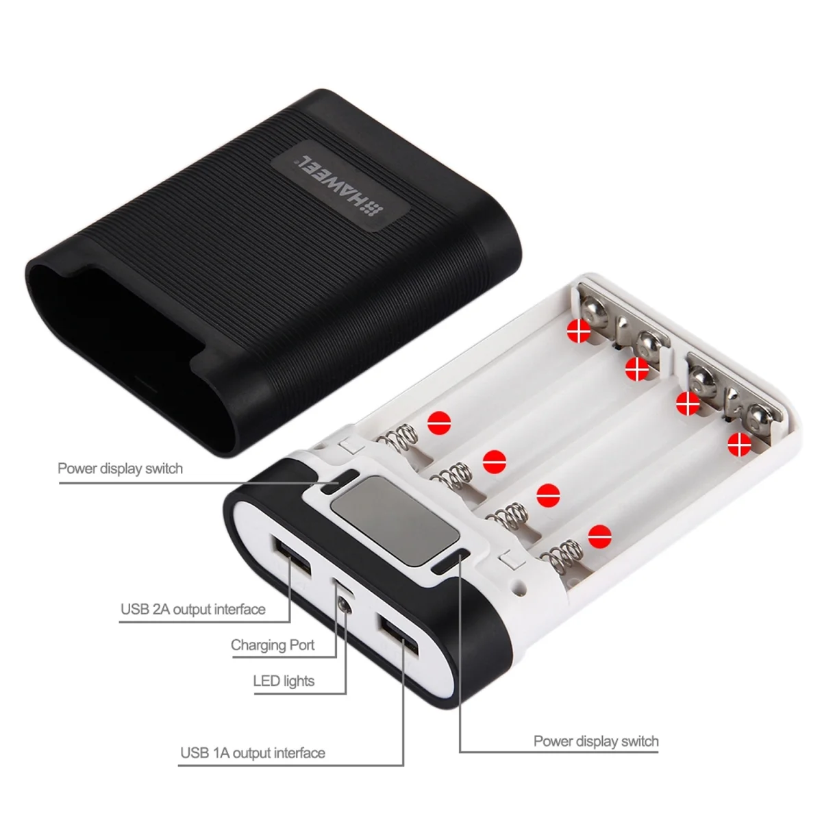 HAWEEL DIY 4X 18650 Battery Power Bank Shell Box ryshop