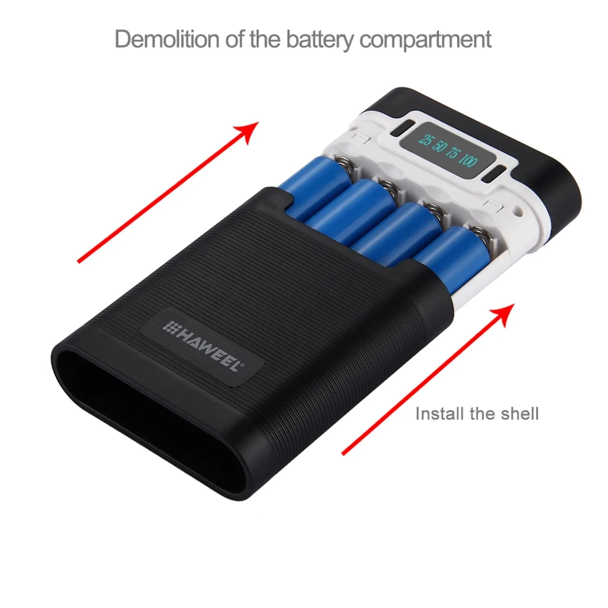HAWEEL DIY 4X 18650 Battery Power Bank Shell Box ryshop