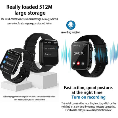 LIGE New 512MB Camera Smartwatch 1.91" HD Make Answer Call Video Sound Recording Sports Music Smart Watch For Android iOS 2025