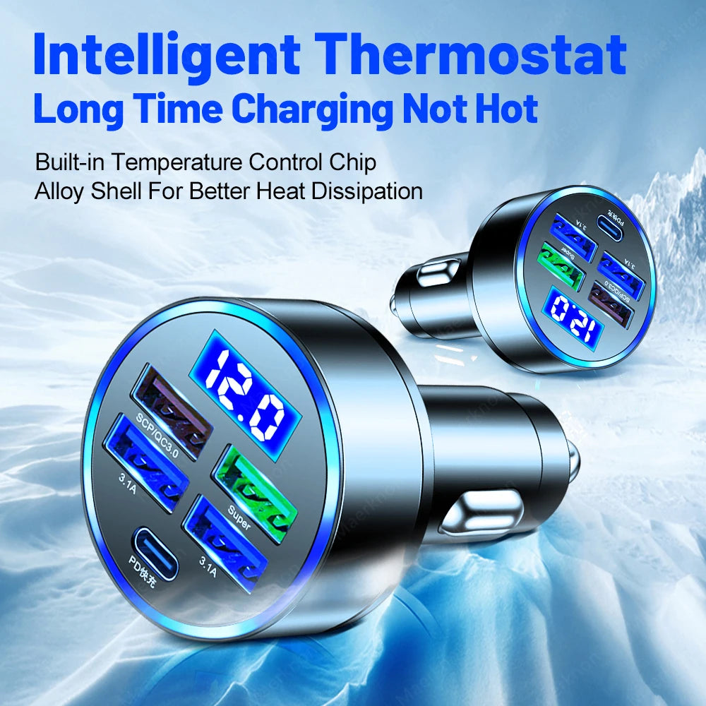 Fast Charging 150W 5 Ports Car Charger PD QC3.0 ryshop