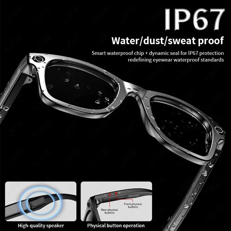 LIGE AI Smart Glasses 720P Camera Video Recorder Bluetooth Call 260mAh Battery Voice Assistant Control Sunglasses For Men Women ryshop