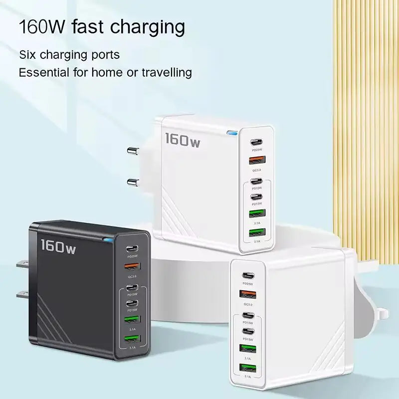 160W 6 Ports PD Fast Charging Wall Adapter ryshop