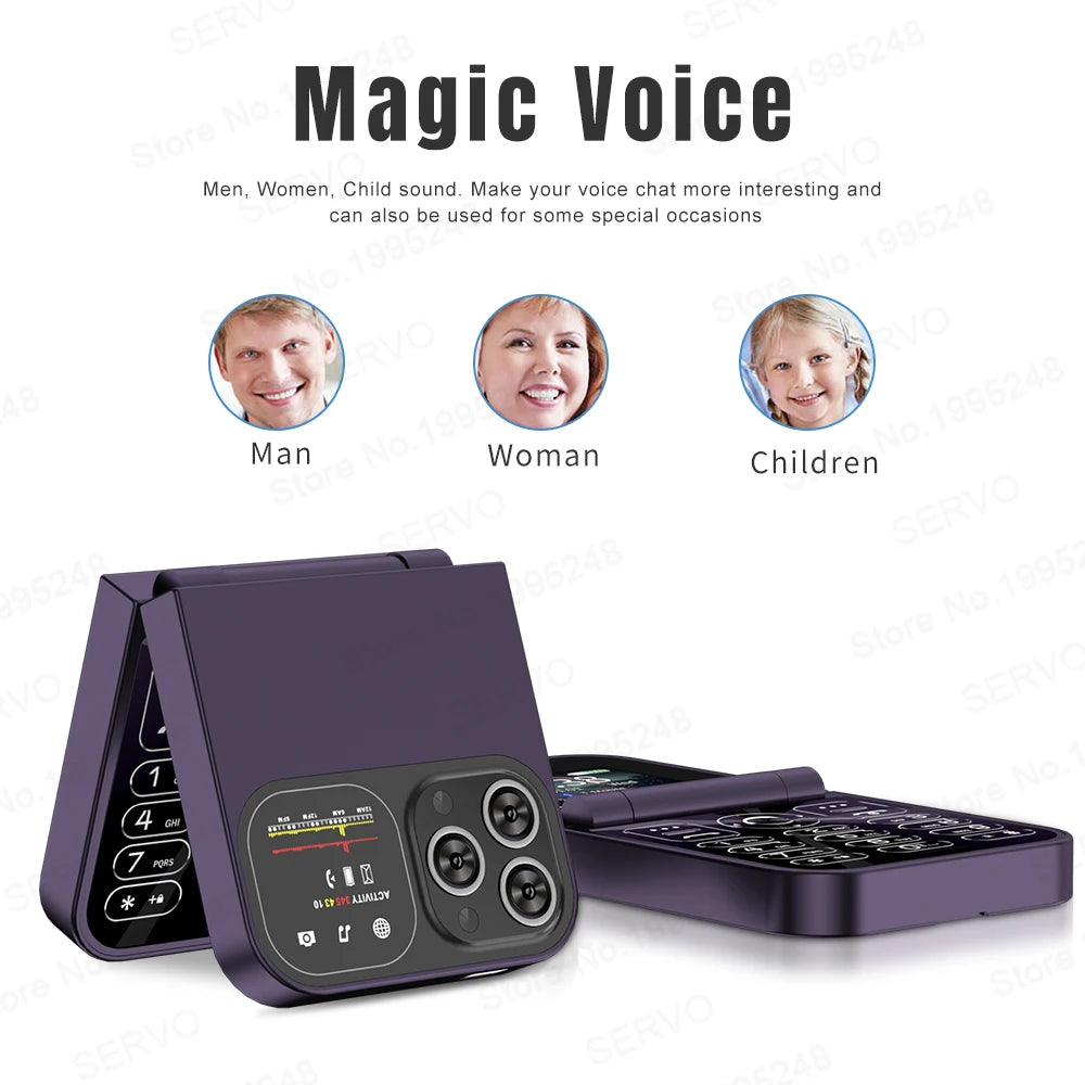 SERVO Classic Small Flip Mobile Phone 2G Dual SIM Card ryshop