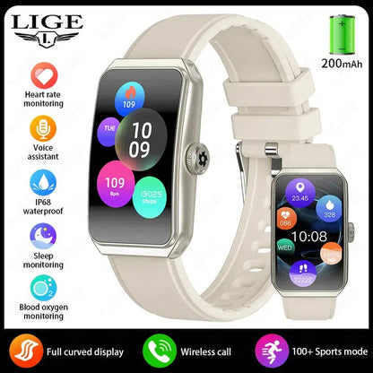 LIGE 2025 New 1.47" HD Curved Screen Smartwatch Men Women Bluetooth Call AI Voice Fitness Tracker Smart Watch For Android IOS