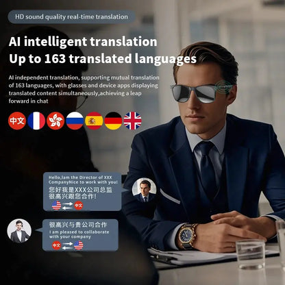 LIGE Smart Glasses Wireless Bluetooth Camera Control Sunglasses AI Intelligent Translation Audio Glasses Support 163 Languages