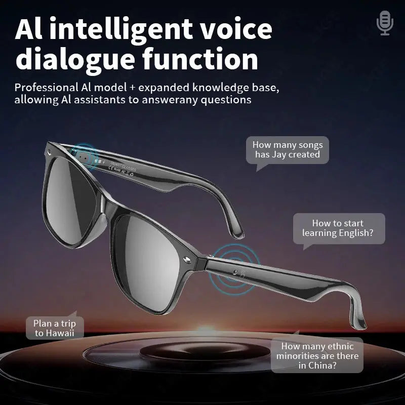 LIGE Smart Glasses Wireless Bluetooth Camera Control Sunglasses AI Intelligent Translation Audio Glasses Support 163 Languages