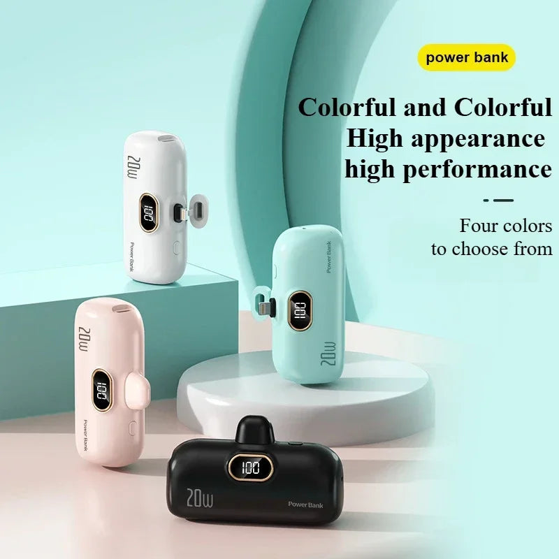 Mini 10000mAh Power Bank with Built Cable for Mobile Devices ryshop