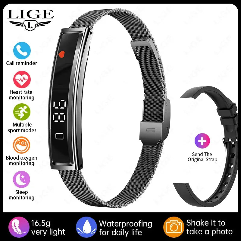 LIGE Smart Bracelet Heart Rate Blood Oxygen Health Monitor Pedometer Sports Fitness Tracker For Men Women Electronic Smartwatch
