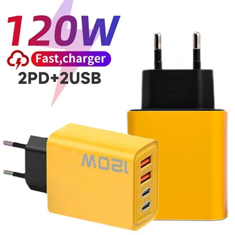 4 Ports 120W USB Type C Charger - Travel Fast Charge Adapter ryshop