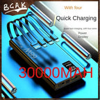 BCAK 30000mAh Fast Charging Power Bank with Built-in Cable ryshop