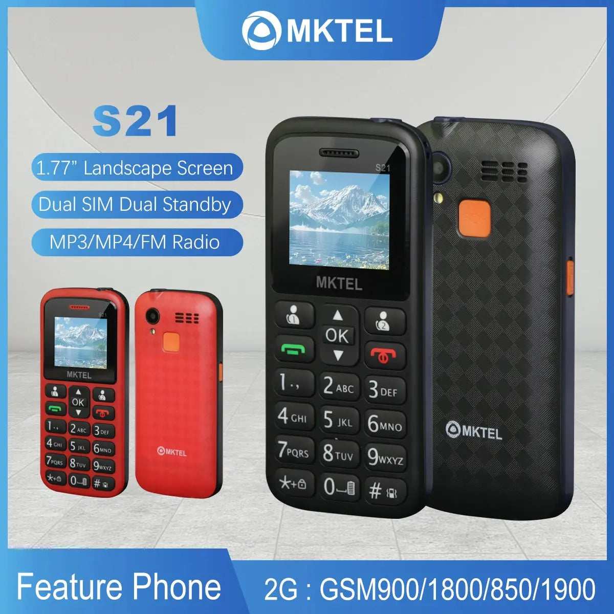 MKTEL S21 Feature Phone - Dual SIM with 800mAh Battery ryshop