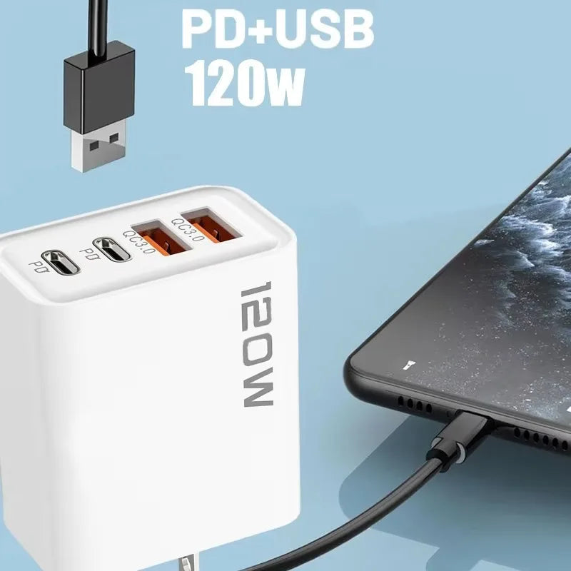 120W 4 Port USB Type C Charger - Fast Charging Adapter for Devices ryshop