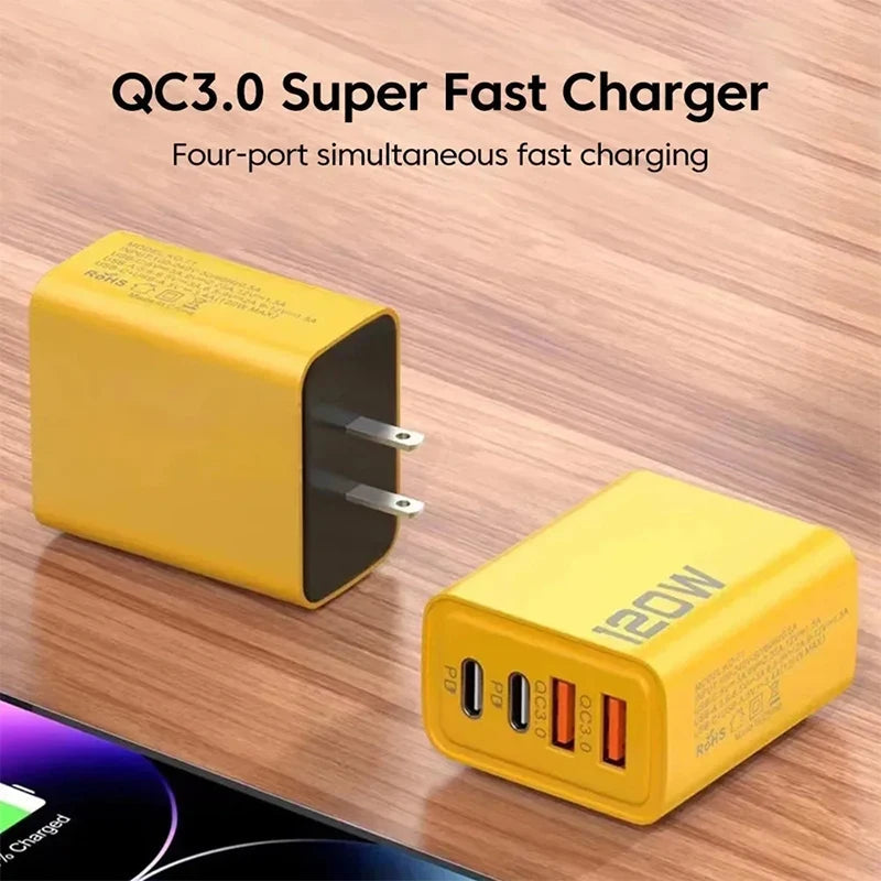 120W Fast Charger Type-C PD 4 Ports ryshop