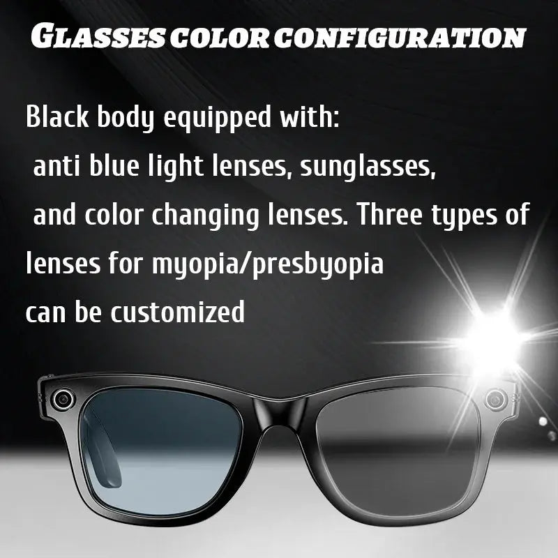 LIGE AI Smart Glasses 8MP Camera Video Recording Translator Sunglasses Men Women Bluetooth Call Music Play Color-Changing Lenses ryshop