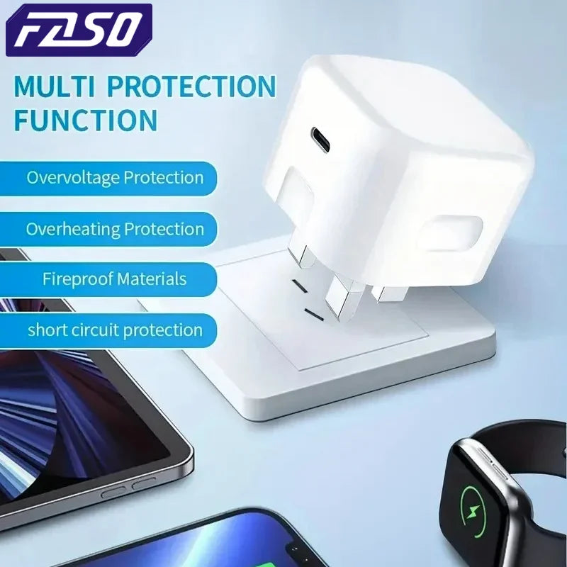 UK USB C Charger for iPhone 15 14 13 Pro - 25W Fast Charging Adapter ryshop