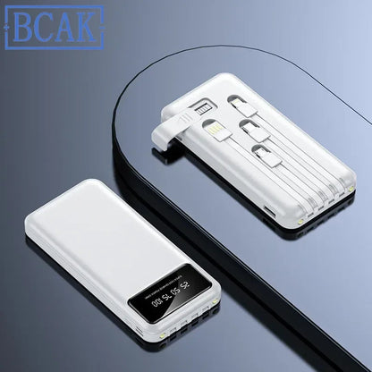 BCAK 20000mAh Mini Power Bank with Built-in Cable and Fast Charging ryshop