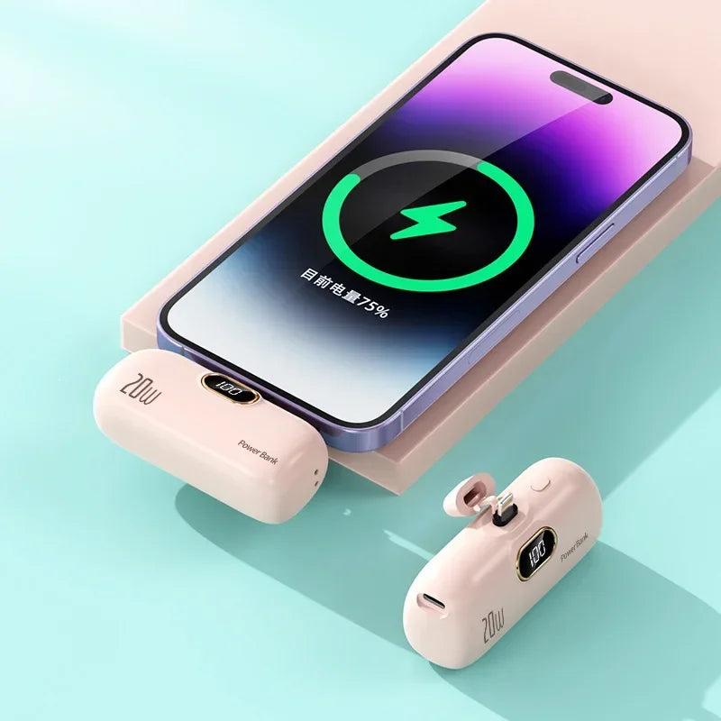 Mini 10000mAh Power Bank with Built Cable for Mobile Devices ryshop