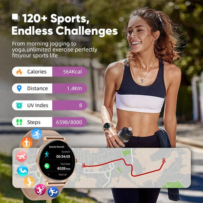 LIGE New 8mm Ultra Slim 1.27" HD Smart Watch Women Heart Rate Female Menstrual Period Health Monitor BT Call Fashion Smartwatch