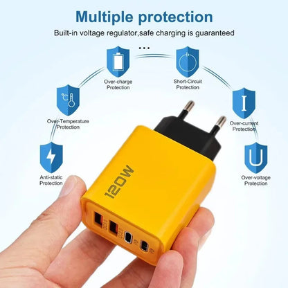 120W Fast Charging 4 Ports Mobile Phone Charger ryshop