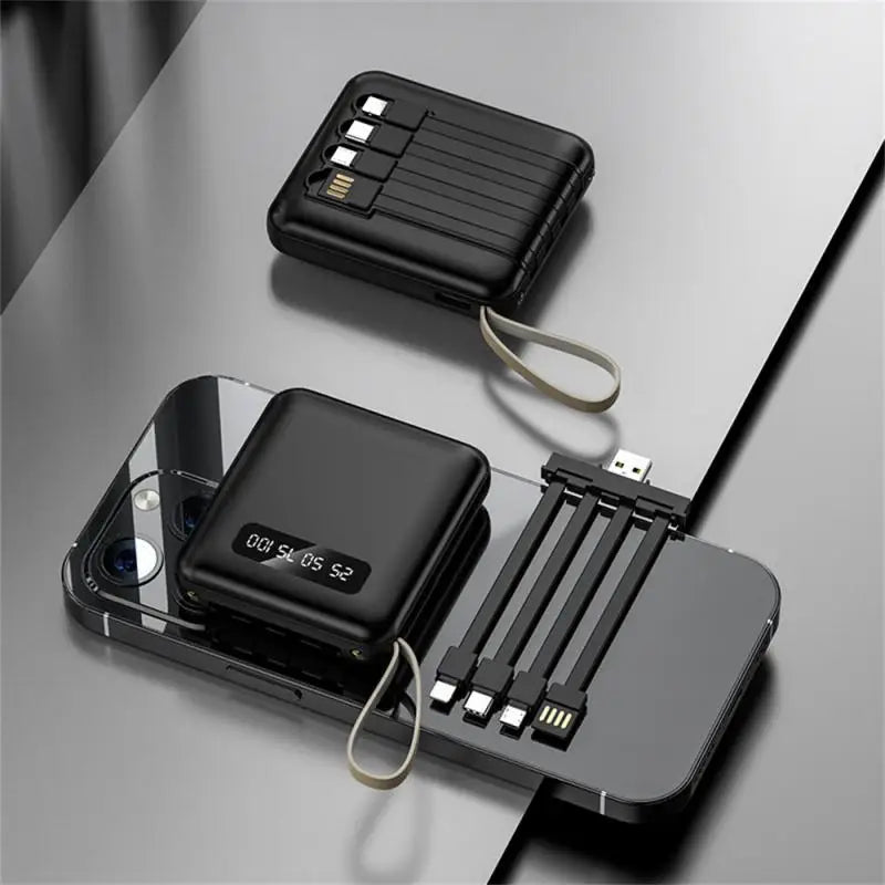Mirror Screen Mini Fast Charge 20000mAh Power Bank with Built-In Cables ryshop