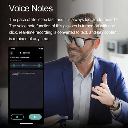 LIGE Smart Glasses Wireless Bluetooth Camera Control Sunglasses AI Intelligent Translation Audio Glasses Support 163 Languages