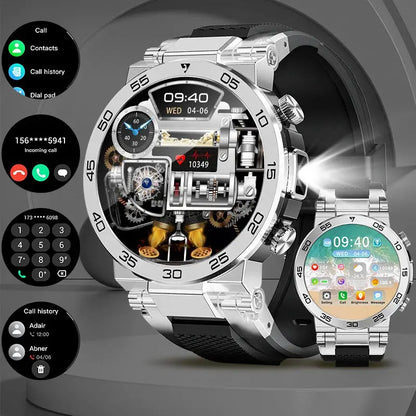 LIGE 1.53" HD Men Smart Watch With LED Flashlight Outdoor Sports IP68 Waterproof Fitness Tracker Bluetooth Call Smartwatch Man