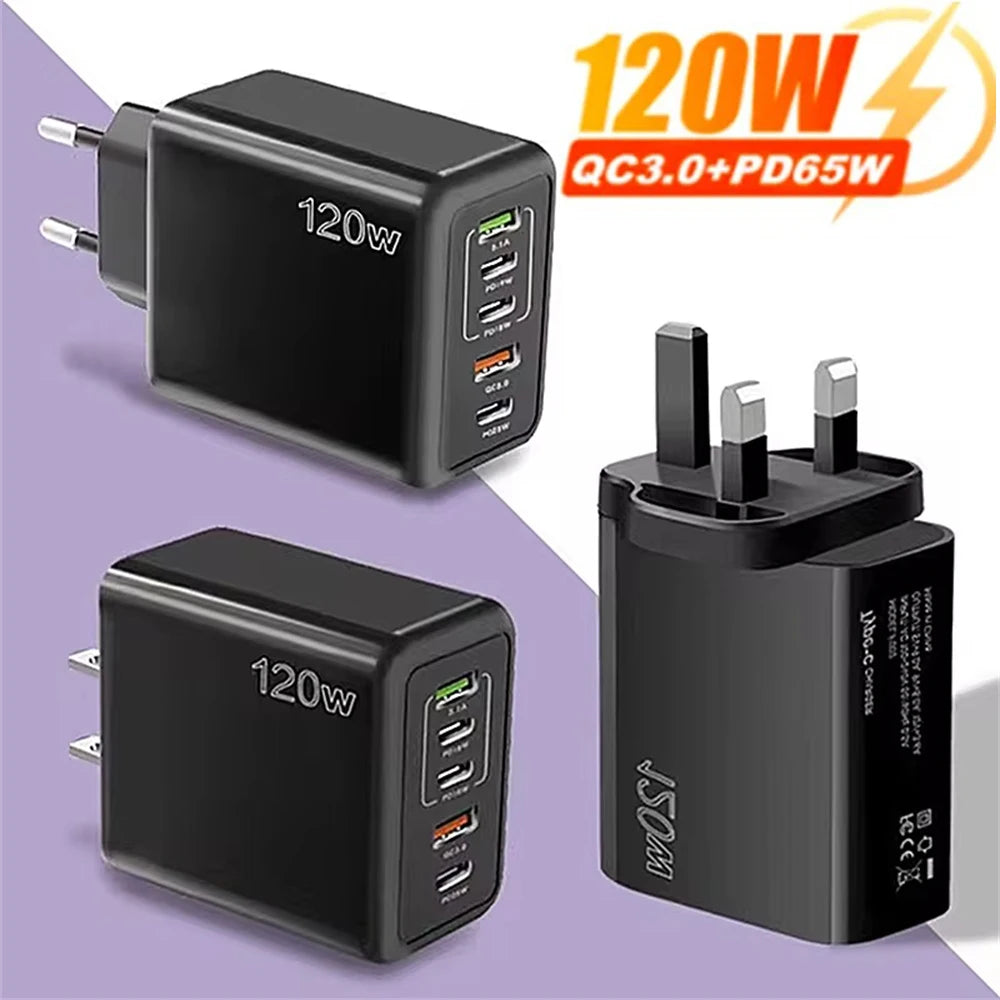 Total 120W 5 Ports USB Charger - Fast Charging Wall Adapter ryshop