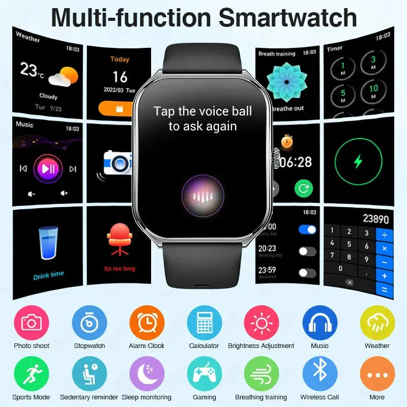 LIGE For HUAWEI Ultra-Thin Smart Watch 1.96" AMOLED Curved Screen Bluetooth Call Heart Rate Blood Pressure Men Women Smartwatch