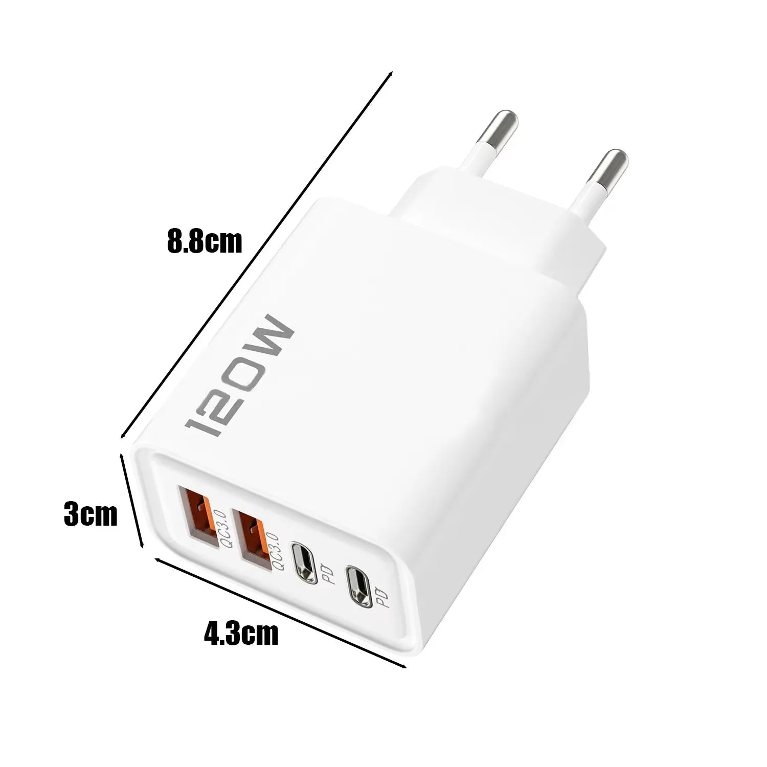 120W 4 Port USB Type C Charger - Fast Charging Adapter for Devices ryshop