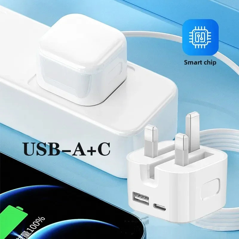 Super Fast Quick Charging Dual Ports PD A+C 20W 35W UK GB AC Home Travel USB C Charger ryshop